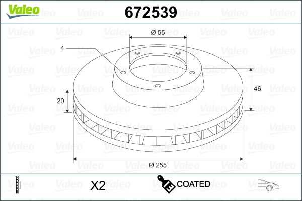 Tarcza hamulcowa VALEO 672539