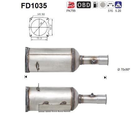 Filtr sadzy / filtr cząstek stałych, układ wydechowy AS FD1035