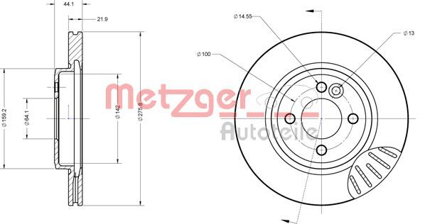 Tarcza hamulcowa METZGER AUTOTEILE 6110207