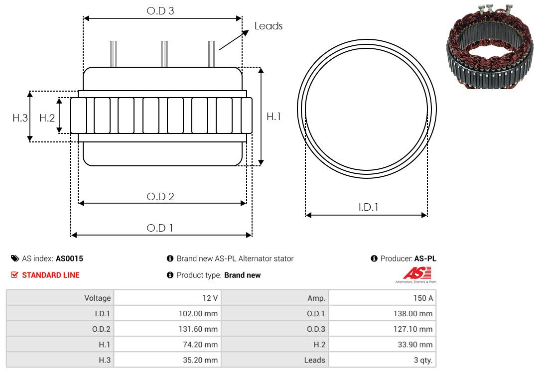 Levně Stator, generátor AS-PL AS0015