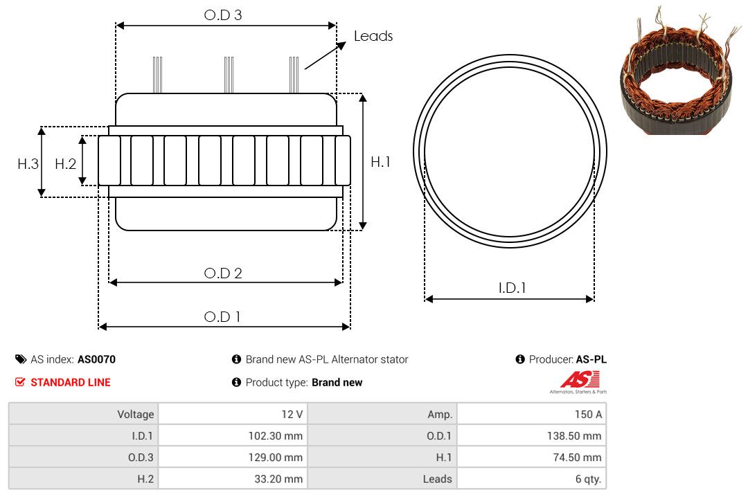 Levně Stator, generátor AS-PL AS0070