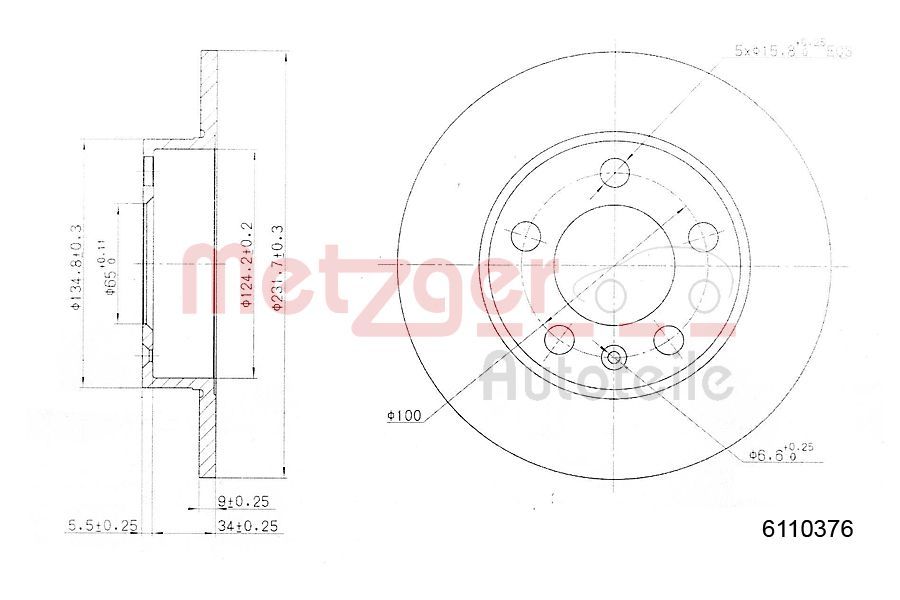 Disc frana METZGER 6110376