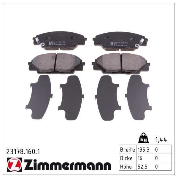 Sada brzdových destiček, kotoučová brzda ZIMMERMANN 23178.160.1