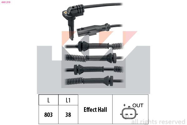 Czujnik, prędkość obrotowa koła KW 460 219