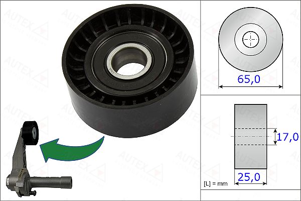 Rolka napinacza, pasek klinowy wielorowkowy AUTEX 654980