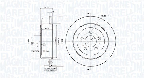 Tarcza hamulcowa MAGNETI MARELLI 360406216901