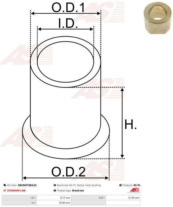 Levně Pouzdro, hřídel startéru AS-PL SBU9047(BULK)