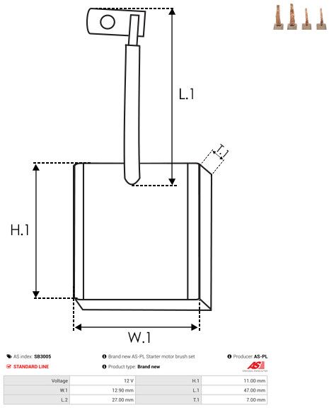 Levně Uhlíkový kartáč, startér AS-PL SB3005