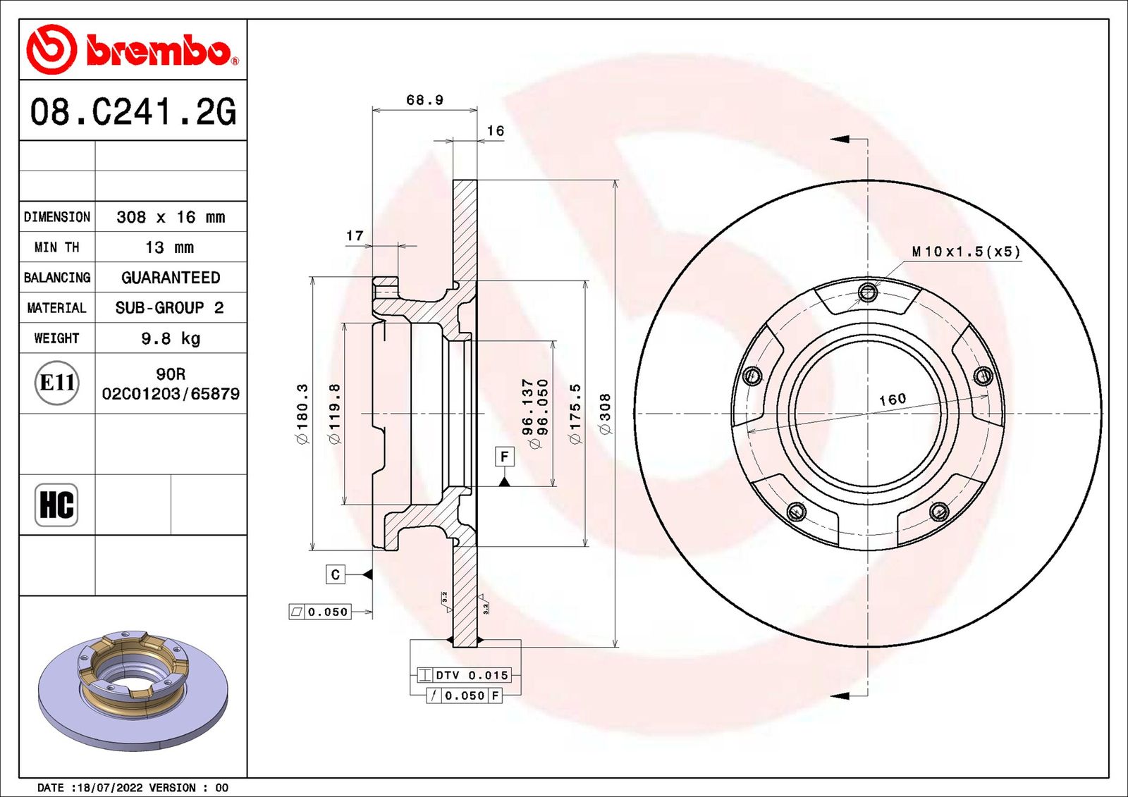 Tarcza hamulcowa BREMBO 08.C241.2G