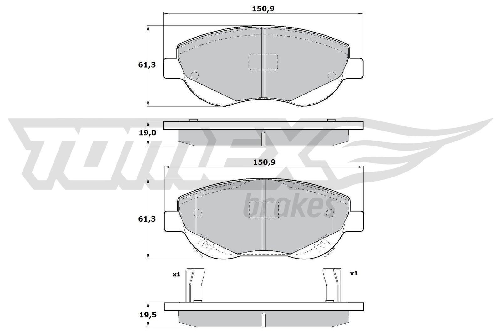 Levně Sada brzdových destiček, kotoučová brzda TOMEX Brakes 17-20