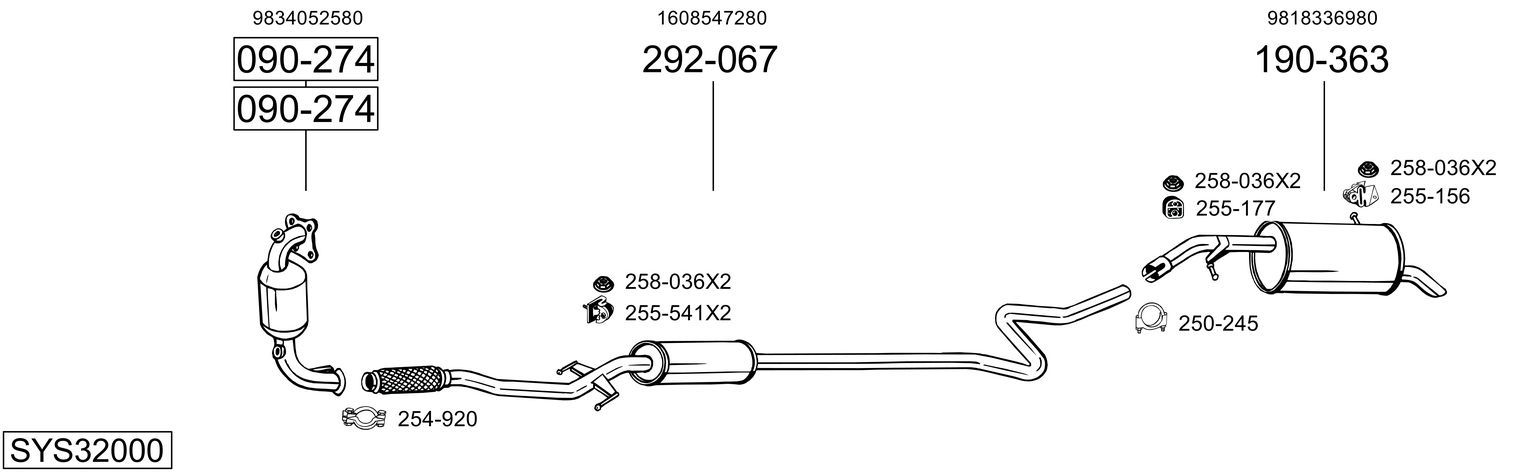 Układ wydechowy BOSAL SYS32000