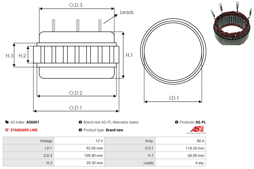 Levně Stator, generátor AS-PL AS6001