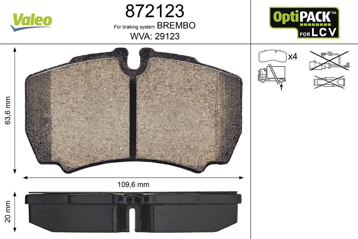 set placute frana,frana disc VALEO OPTIPACK for LCV 872123