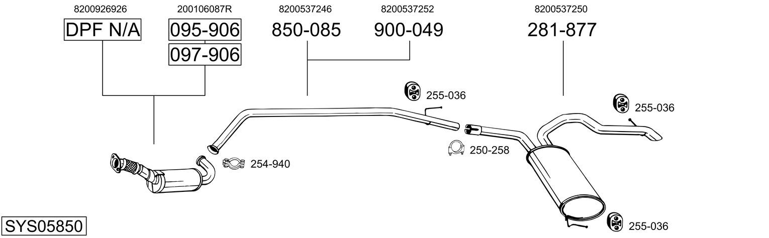 Układ wydechowy BOSAL SYS05850