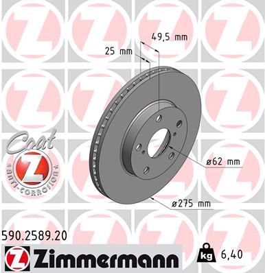 Brzdový kotouč ZIMMERMANN 590.2589.20