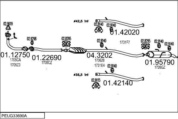 Układ wydechowy MTS PEUG33690A009466