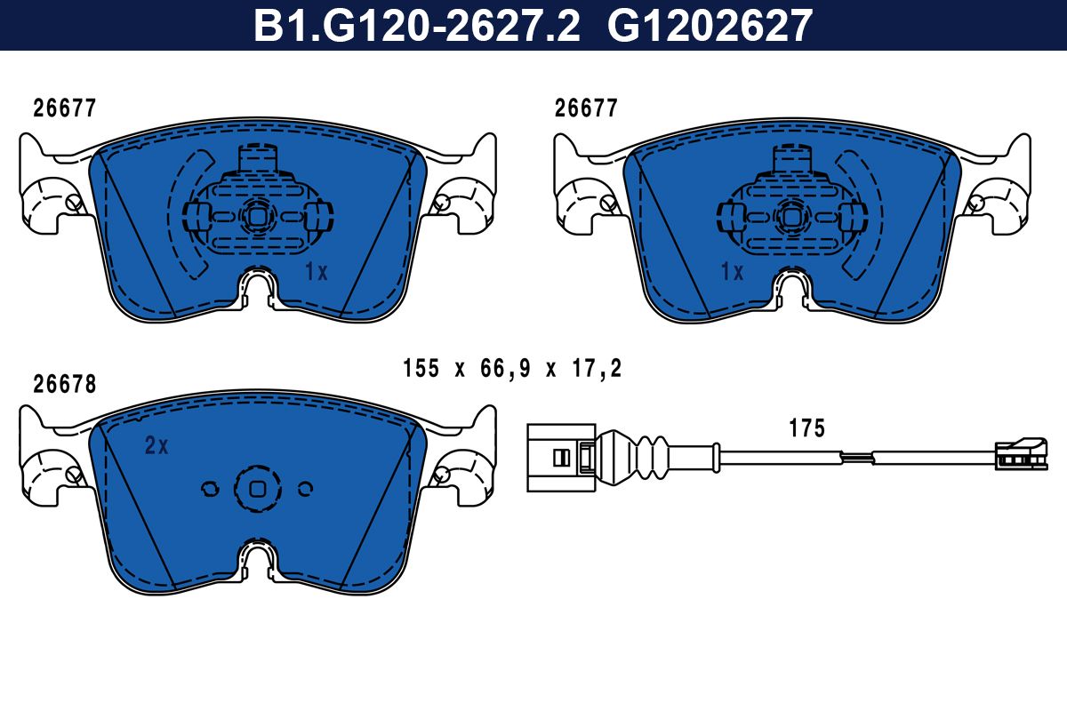 Zestaw klocków hamulcowych, hamulce tarczowe GALFER B1.G120-2627.2