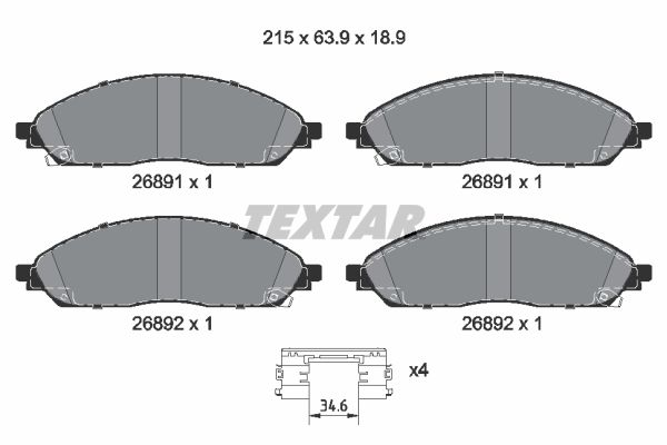 set placute frana,frana disc TEXTAR 2689101