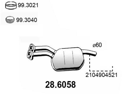 Tłumik środkowy ASSO 28.6058