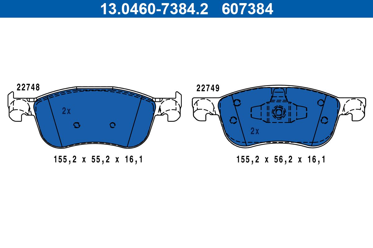 set placute frana,frana disc ATE 13.0460-7384.2