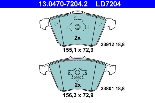 Sada brzdových platničiek kotúčovej brzdy ATE 13.0470-7204.2