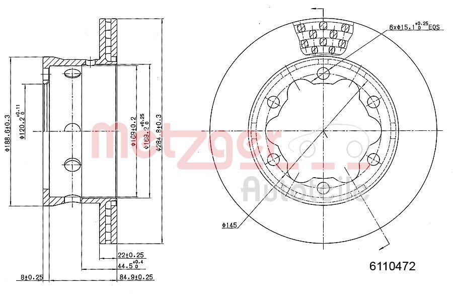 Tarcza hamulcowa METZGER AUTOTEILE 6110472