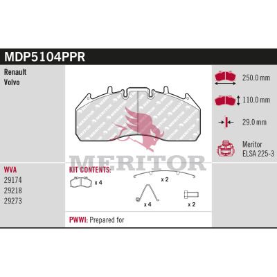 set placute frana,frana disc MERITOR MDP5104PPR
