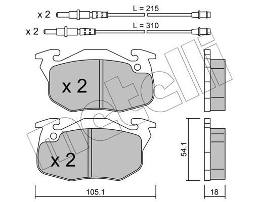 Zestaw klocków hamulcowych, hamulce tarczowe METELLI 22-0037-4