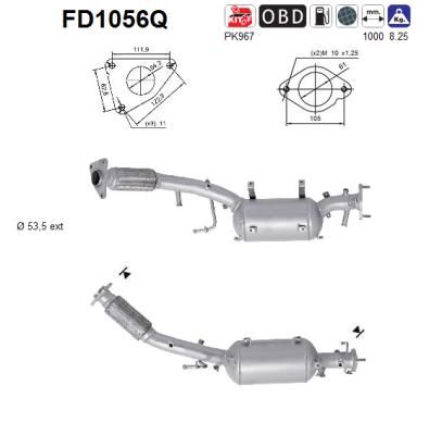 Filtr sadzy / filtr cząstek stałych, układ wydechowy AS 20010JG70A