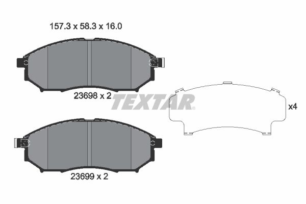 Sada brzdových platničiek kotúčovej brzdy TEXTAR 2369801
