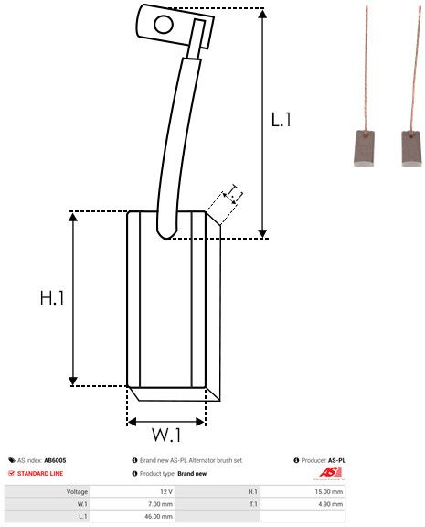 Levně Uhlíkový kartáč, generátor AS-PL AB6005