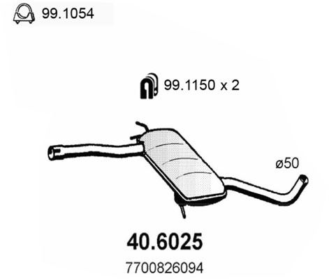 Tłumik środkowy ASSO 40.6025