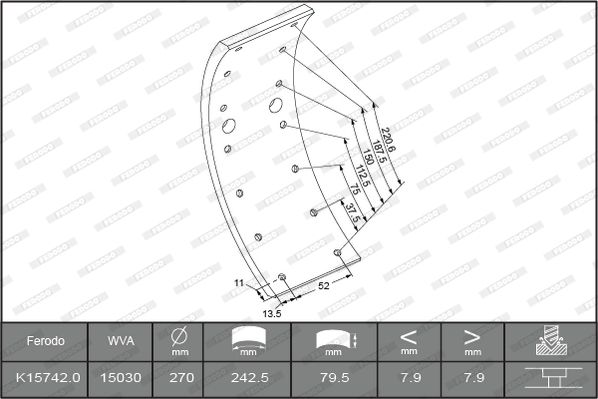 Zestaw szczęk hamulcowych, hamulce bębnowe FERODO K15742.0-F3549