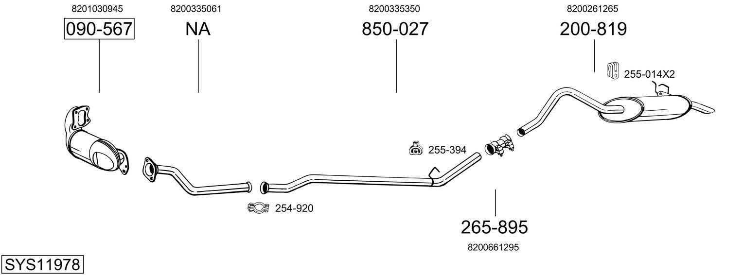 Układ wydechowy BOSAL SYS11978