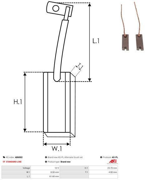 Levně Uhlíkový kartáč, generátor AS-PL AB6002