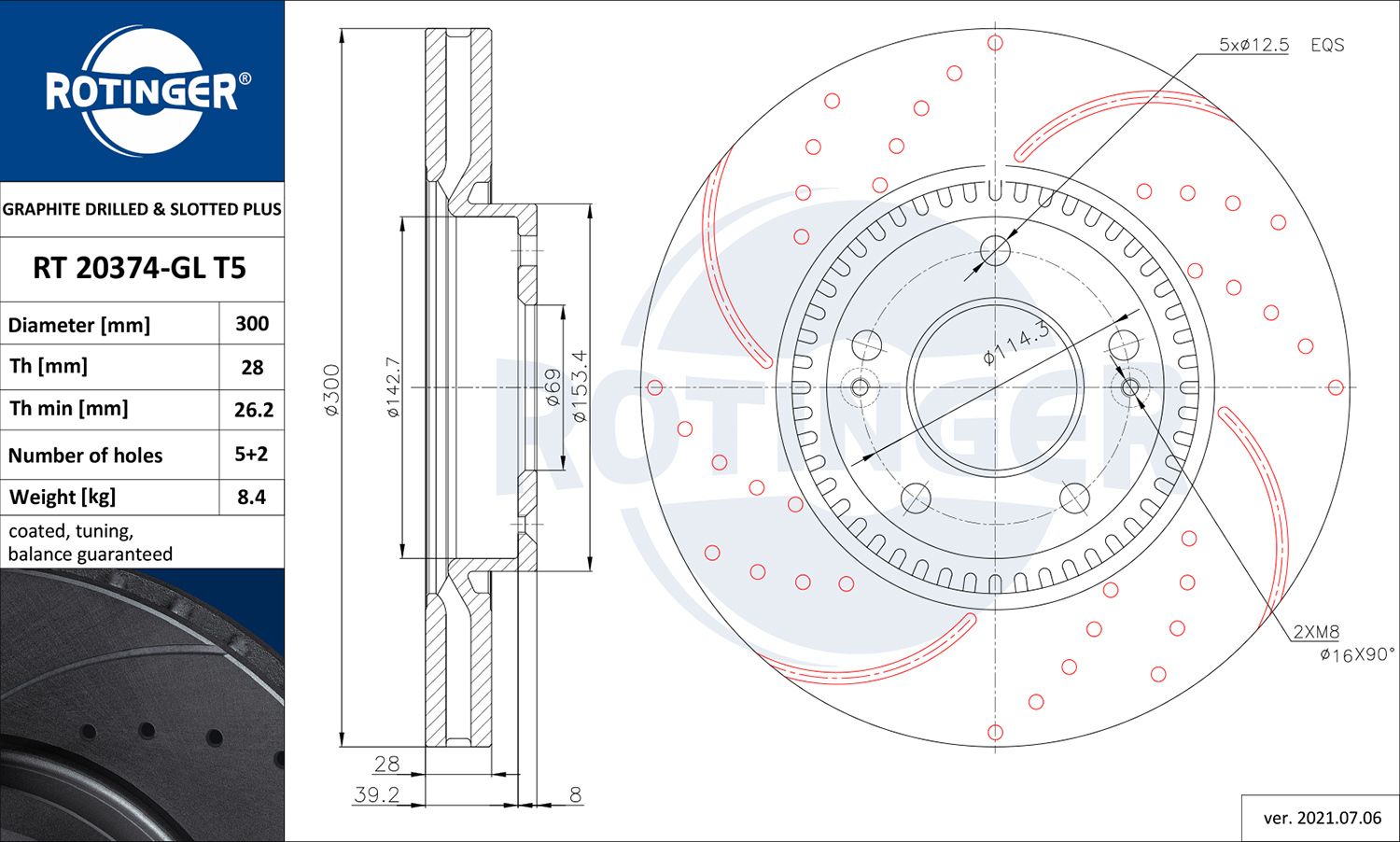 Disc frana ROTINGER RT 20374-GL T5
