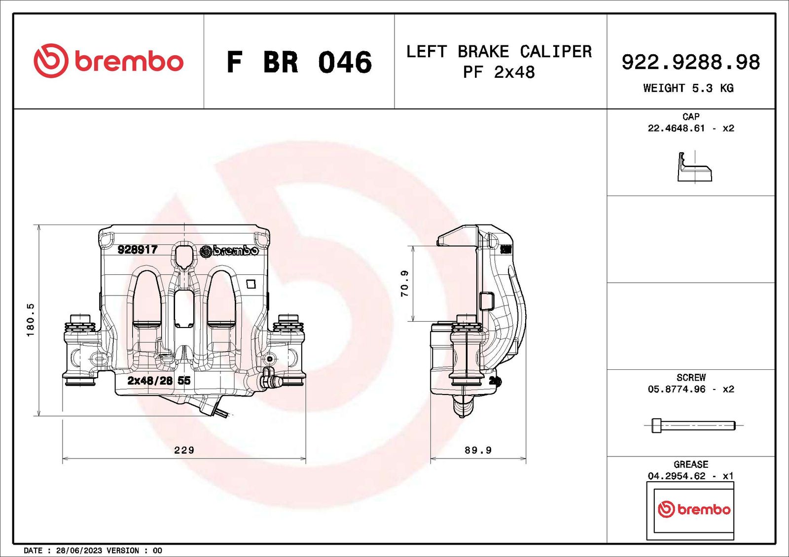 Zacisk hamulca BREMBO F BR 046
