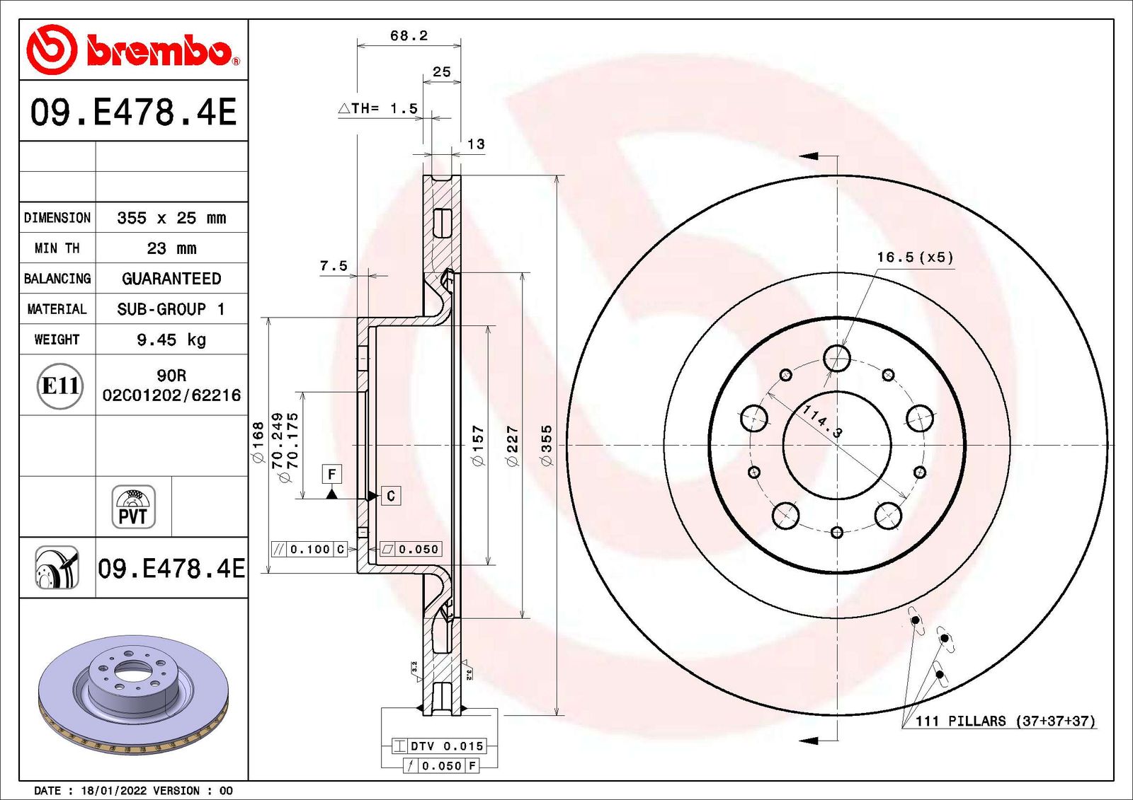 Tarcza hamulcowa BREMBO 09.E478.4E