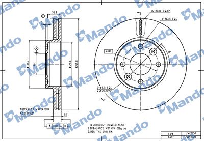 Tarcza hamulcowa MANDO MBC035454