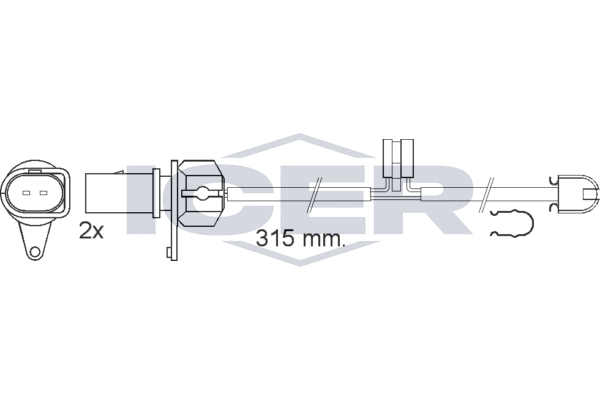 Styk ostrzegawczy, zużycie okładzin hamulcowych ICER 610569 E C