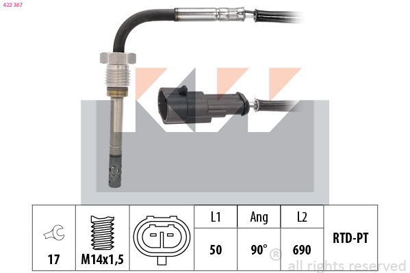 czujnik, temperatura spalin KW 422 367
