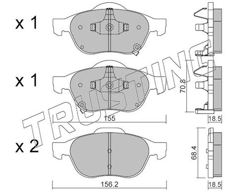 Zestaw klocków hamulcowych, hamulce tarczowe TRUSTING 464.0