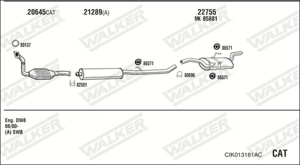 Układ wydechowy WALKER CIK013181AC