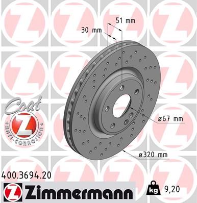 Brzdový kotúč ZIMMERMANN 400.3694.20