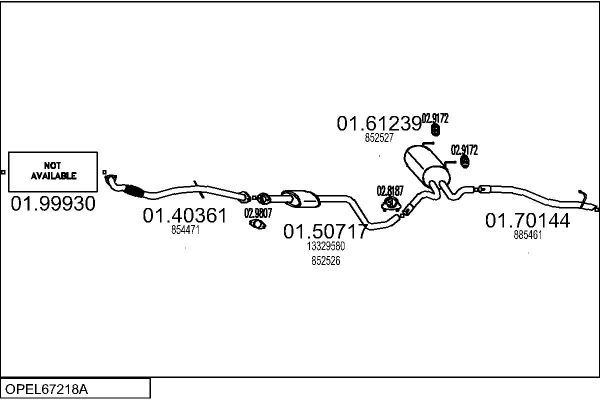 Układ wydechowy MTS OPEL67218A125949
