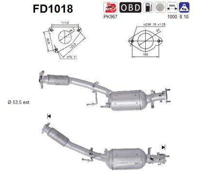 Filtru funingine/particule, sist.de esapament AS FD1018