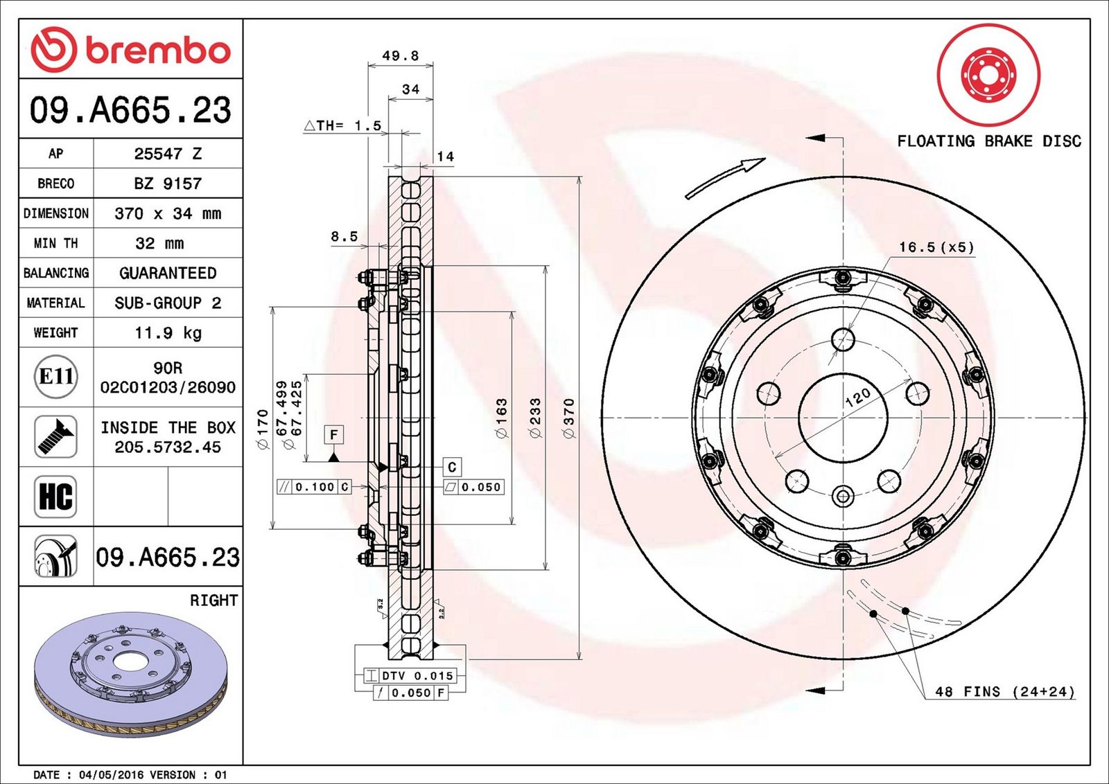 Levně Brzdový kotouč BREMBO 09.A665.23