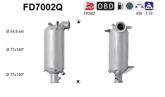 Filtr sadzy / filtr cząstek stałych, układ wydechowy AS 7H0254700LX