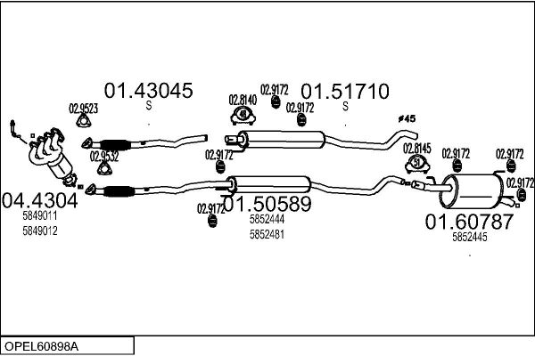 Układ wydechowy MTS OPEL60898A005519
