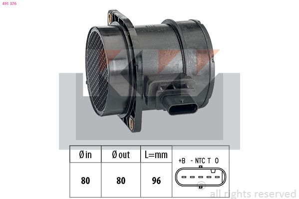 Przepływomierz masowy powietrza KW 491 376